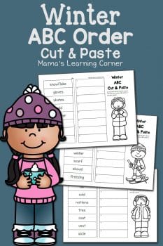 FREE Winter-Themed Cut and Paste ABC Order Worksheets