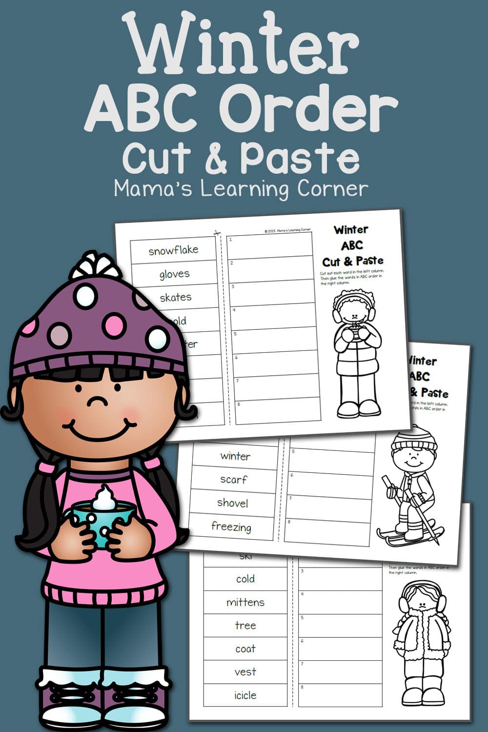 free-winter-themed-cut-and-paste-abc-order for Free Printable Abc Order Worksheets FREE Winter Themed Cut and Paste ABC Order for Free Printable Abc Order Worksheets