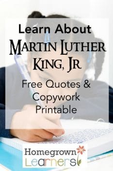 Free Martin Luther King, Jr. Copywork 