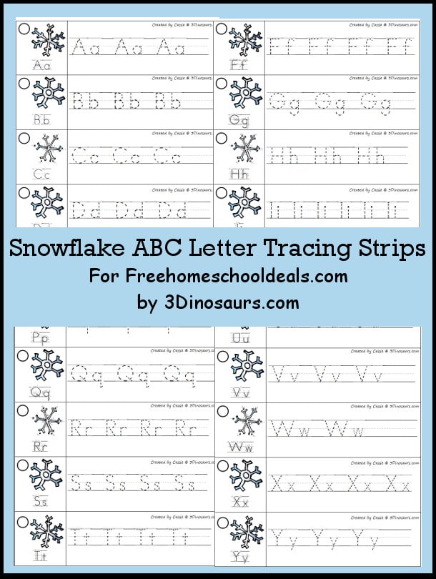 FREE SNOWFLAKE ABC LETTER TRACING STRIPS (Instant Download)