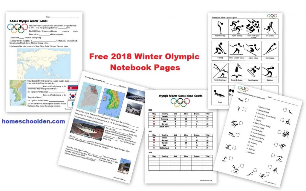 Free Winter Olympics Notebooking Pages