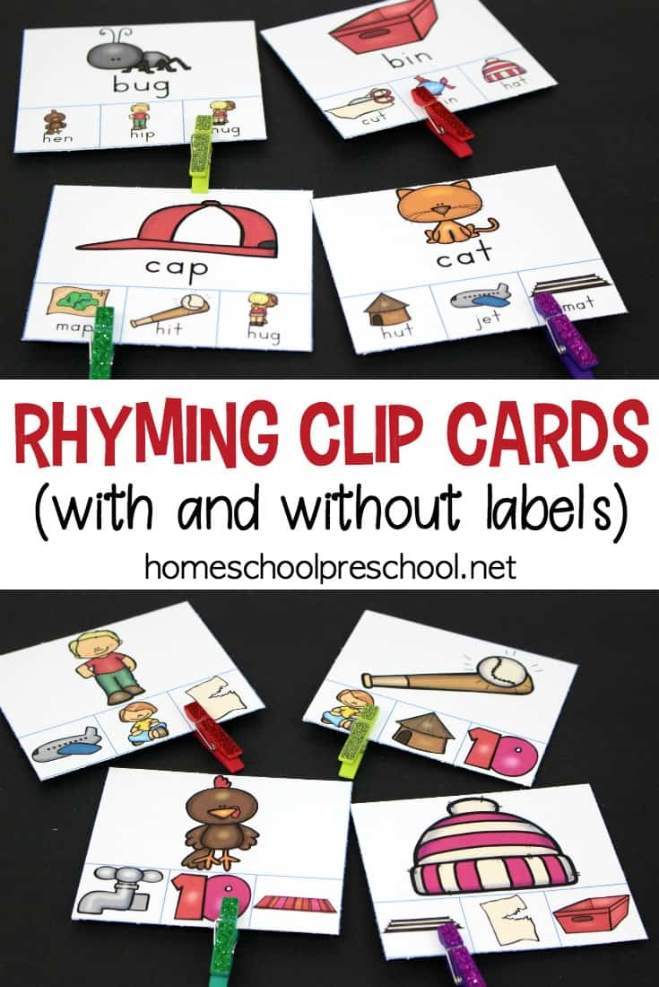 Free Rhyming Clip Cards