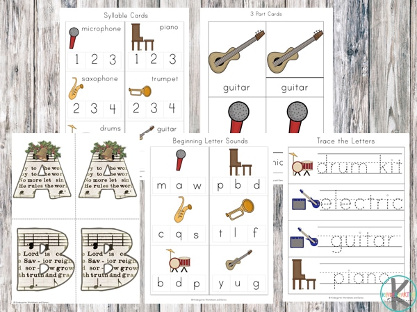 Free Musical Instruments Worksheet Pack