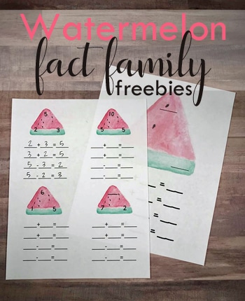 Free Watermelon Math Fact Worksheets