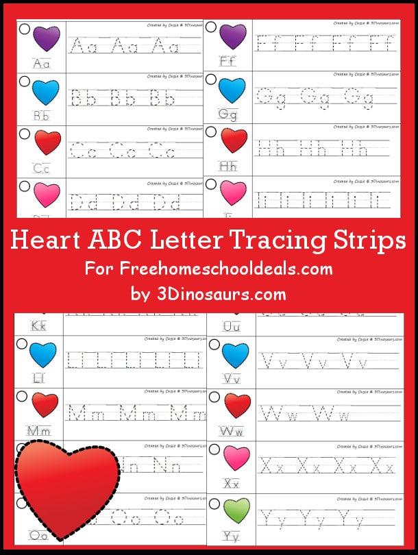 FREE HEART ABC TRACING STRIPS (Instant Download)