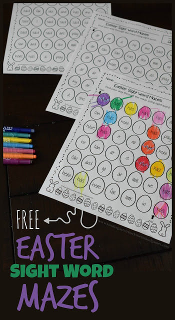 Free Easter Sight Word Mazes