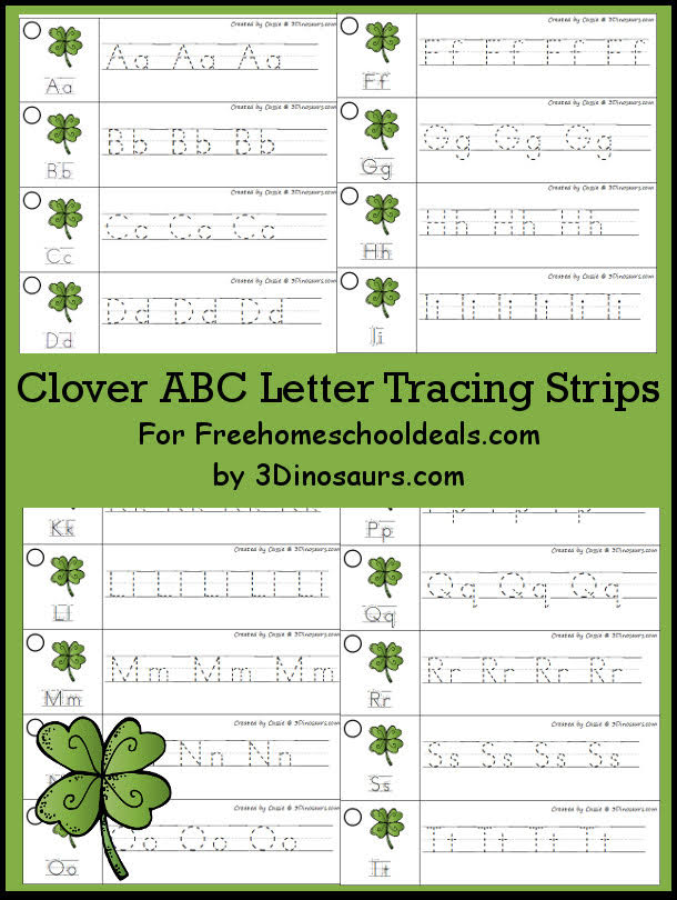 FREE CLOVER ABC TRACING STRIPS (Instant Download)