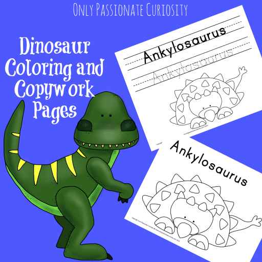 Free Dinosaur Coloring & Copywork Pages