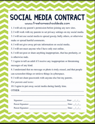 Free Teen Social Media Contract Instant Download