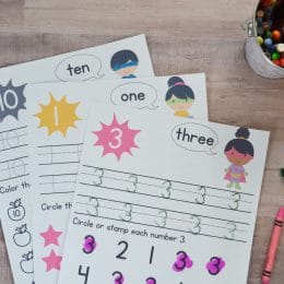 Free Superhero Number Worksheets