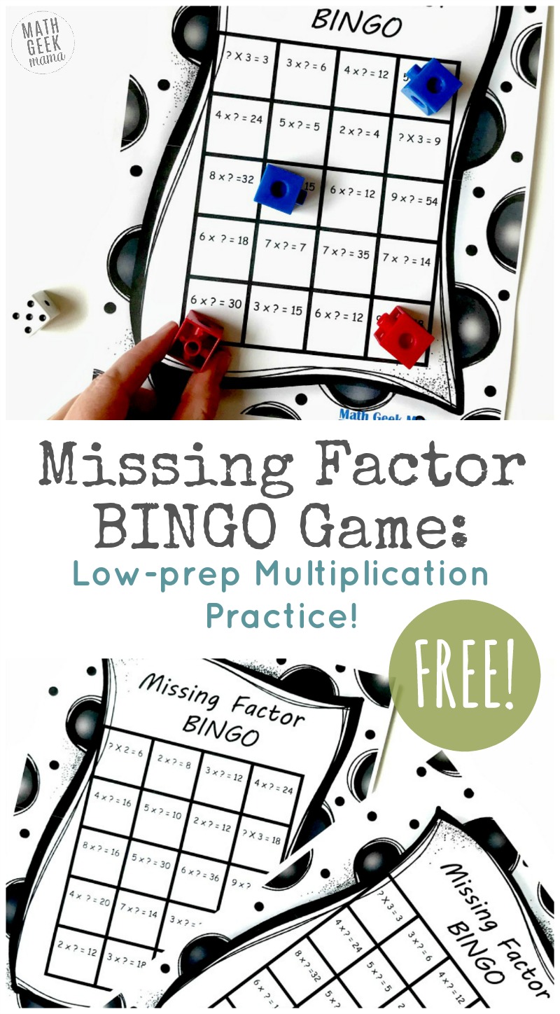 Free Missing Factor BINGO Game