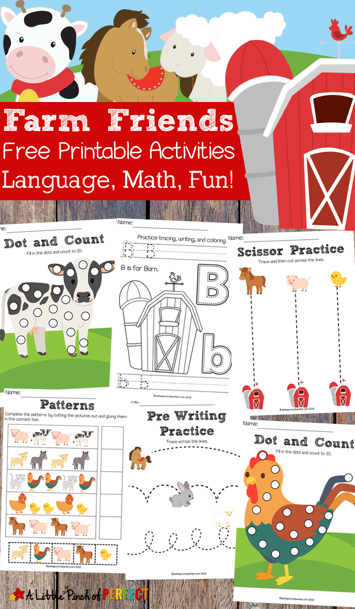 Free Farm Friends Preschool Activity Pack 