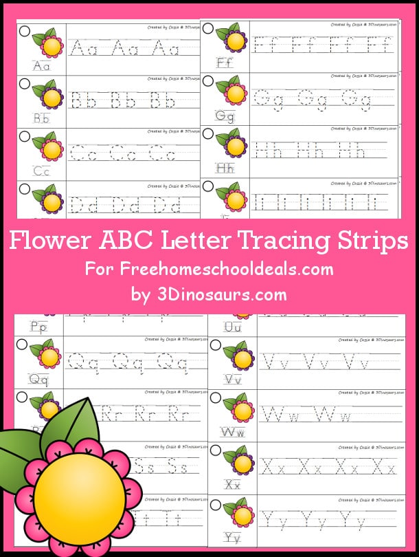 FREE FLOWER ABC TRACING STRIPS (Instant Download)