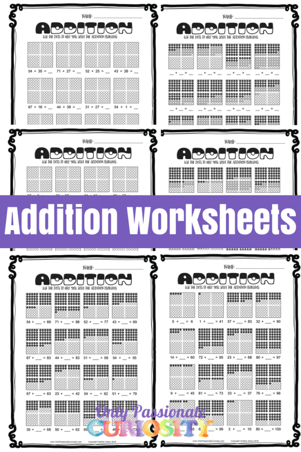 Free Addition Worksheets with Hundreds Frames