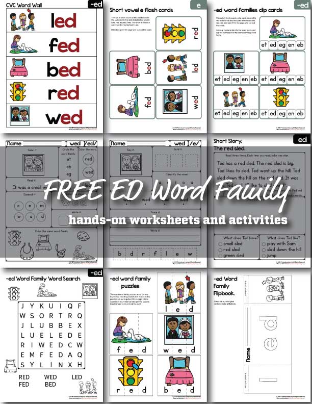 Free ED Word Family Worksheets