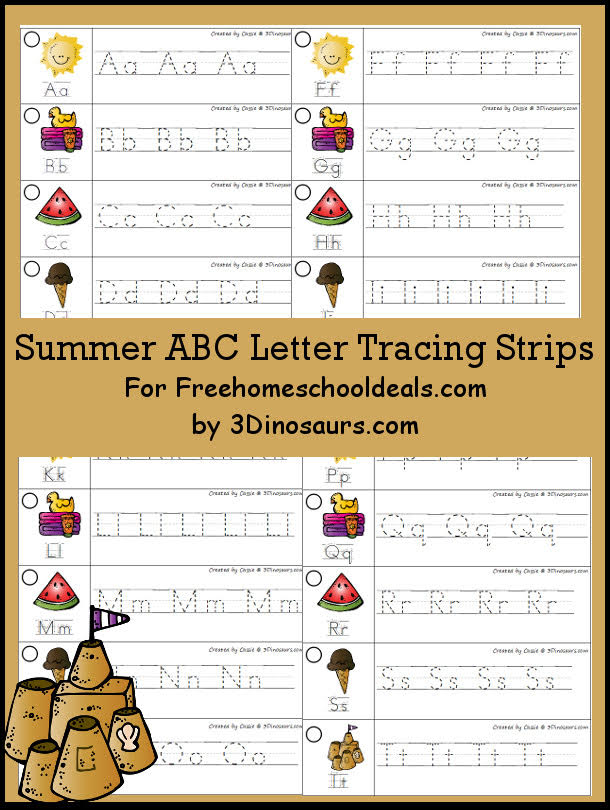 FREE SUMMER ABC TRACING STRIPS (Instant Download)