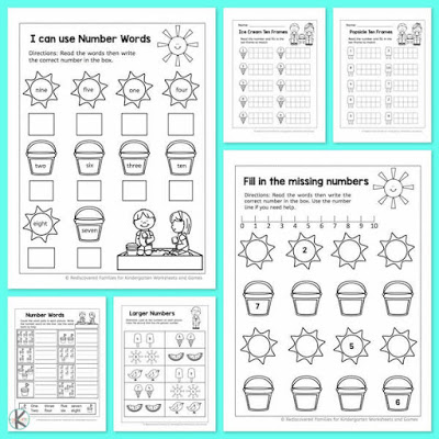 Free Summer Kindergarten Math Worksheets