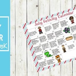 Free July Preschool Activity Calendar