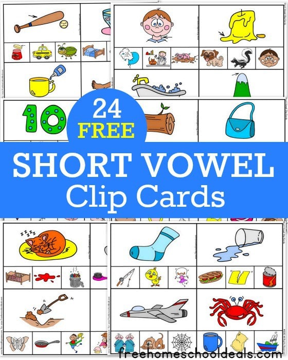 FREE SHORT VOWEL CLIP CARDS 24 pack! (instant download)