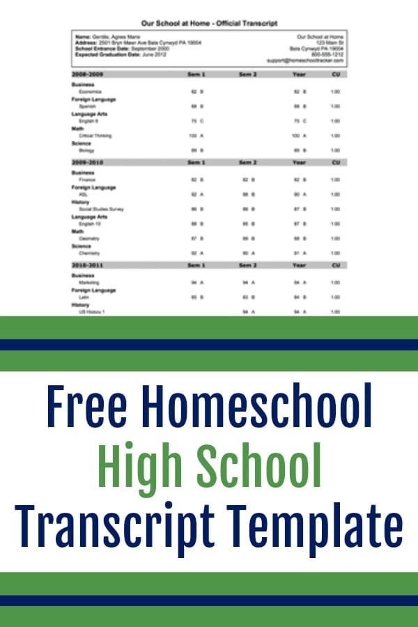 Free High School Transcript Template