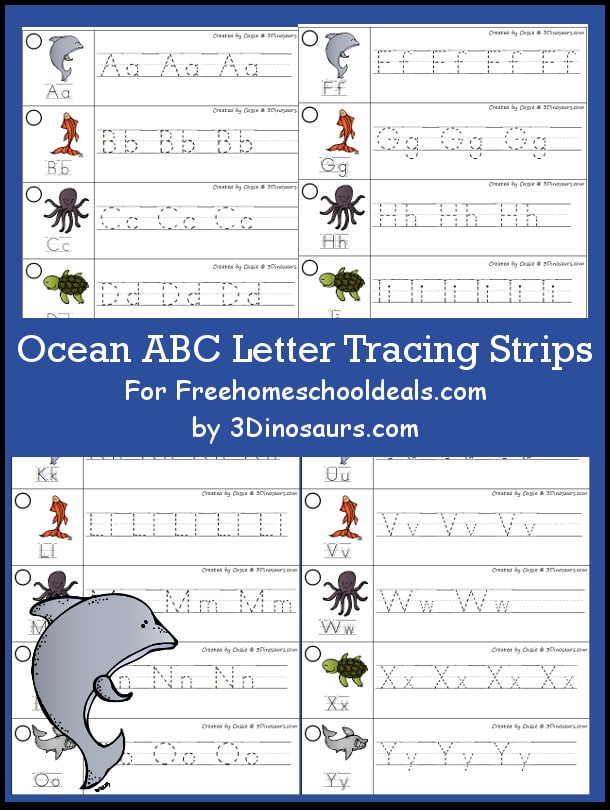 FREE OCEAN ALPHABET TRACING STRIPS (Instant Download)