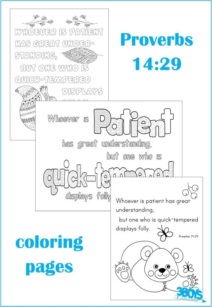 FREE Proverbs 14:29 Coloring Pages