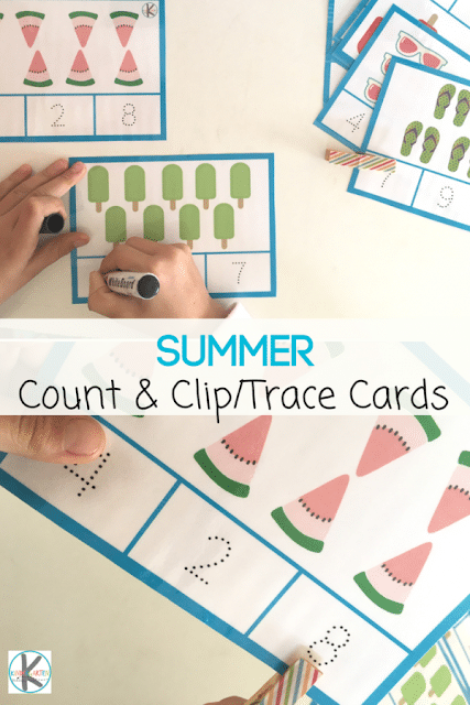 Free Summer Count, Clip, & Trace Cards