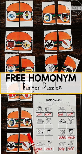 Free Homonym Puzzles