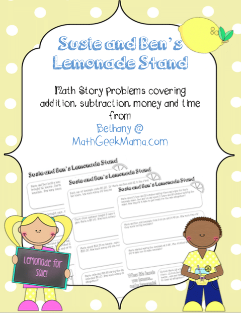 Free Lemonade Stand Math Word Problem Printables