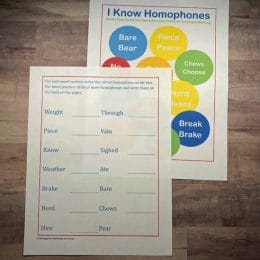 Free Homophones Quick Chart & Activity