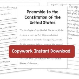 Free Preamble to the Constitution Copywork