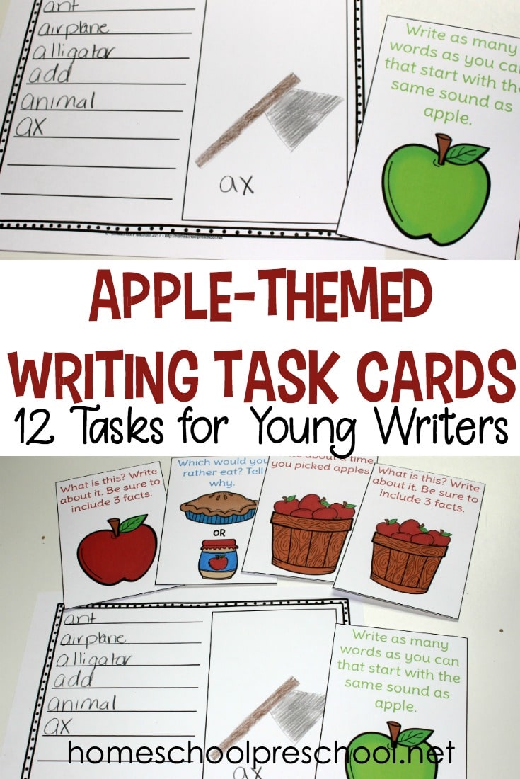 Free Apple Themed Writing Task Cards