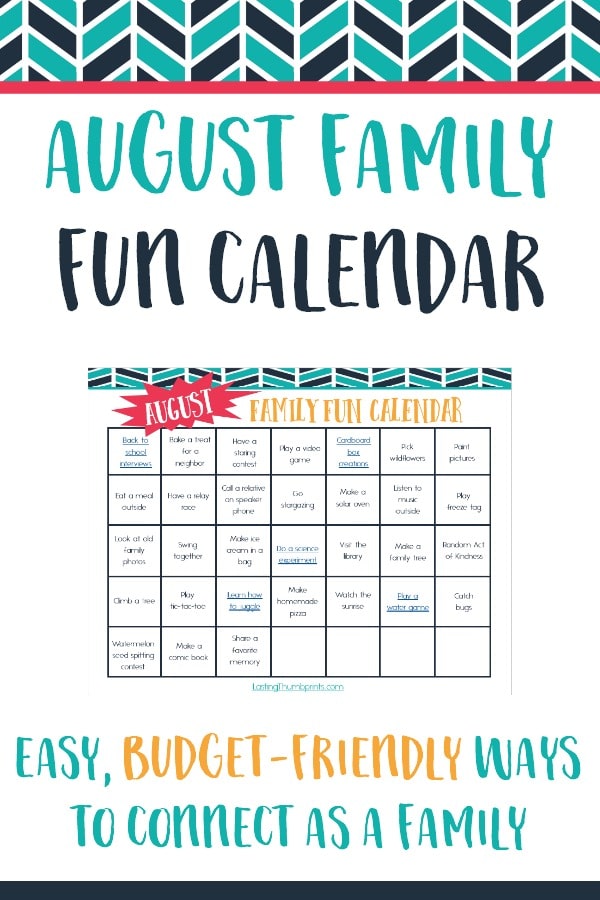 Free August Family Fun Calendar