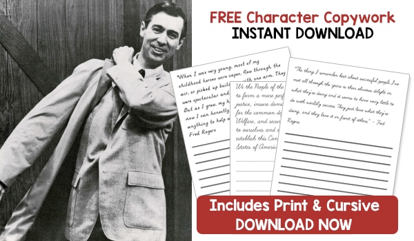 Free Mr. Rogers Character Copywork