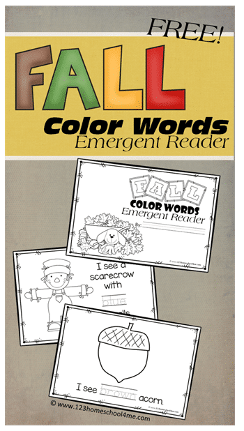 Celebrate Fall with this FREE Fall-Themed Resource: Fall Color Word Emergent Readers! #fhdhomeschoolers #freehomeschooldeals #hsfreebies #homeschoolers #fall