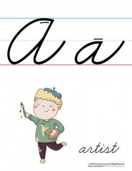 FREE Printable Letter A Cursive Cards and Posters