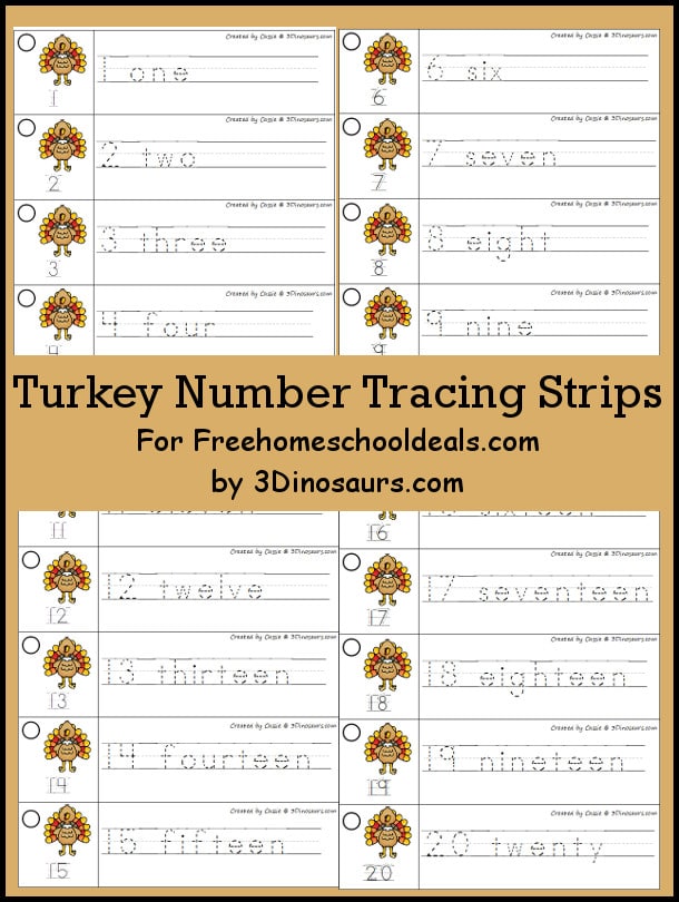 FREE Turkey Tracing Strips Printable (Instant Download)