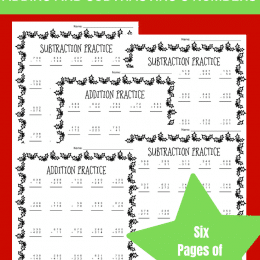 FREE Christmas Math Worksheets (+ and - 3 digit numbers)