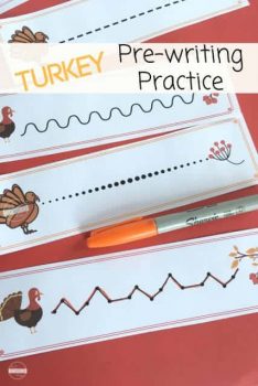 FREE Turkey Pre-Writing Practice Sheets