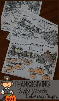 FREE Thanksgiving Sight Word Coloring Pages