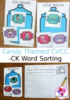 FREE Candy-Themed CVCC Word Sort (-ck endings)