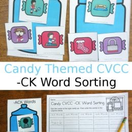 FREE Candy-Themed CVCC Word Sort (-ck endings)