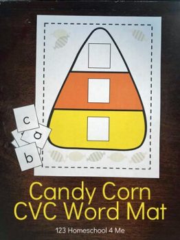 FREE Candy Corn CVC Word Mat + Alphabet Tiles