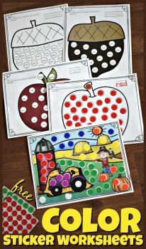 FREE Fall Color Sticker Worksheets