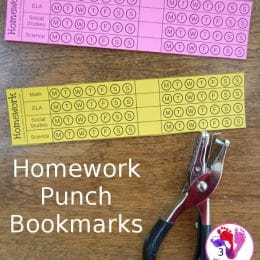 For easy homework tracking, check out these FREE Homework Punch Bookmark Cards! #fhdhomeschoolers #freehomeschooldeals #homeschoolers #homeschoolhomework #hsmamas