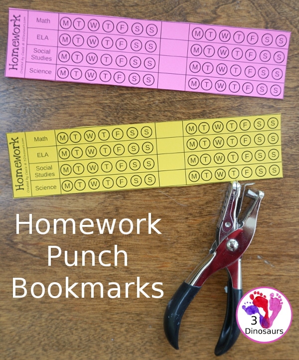 For easy homework tracking, check out these FREE Homework Punch Bookmark Cards! #fhdhomeschoolers #freehomeschooldeals #homeschoolers #homeschoolhomework #hsmamas