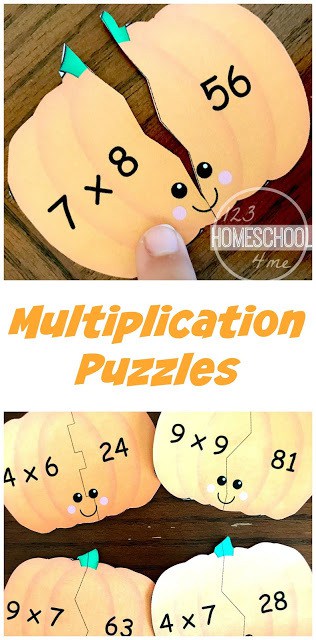 It's that time of year for pumpkin fun! Get these FREE Pumpkin Multiplication Puzzles! #fhdhomeschoolers #freehomeschooldeals #homeschoolinglife #homeschoolmoms #fallresources