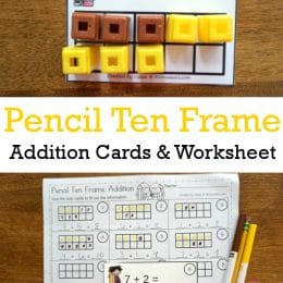 FREE Pencil Ten Frames Addition Cards + Worksheet