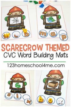 FREE Scarecrow CVC Word Building Mats