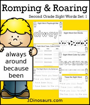 FREE Romping & Roaring 2nd Grade Sight Word Set 1 + more!